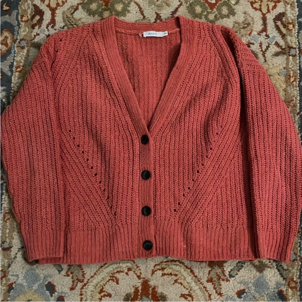Ricki's Coral Button-Up Cardigan